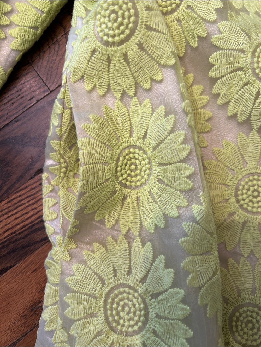 Luii Neon Yellow Floral Brocade Pea Coat - Picture 5 of 16